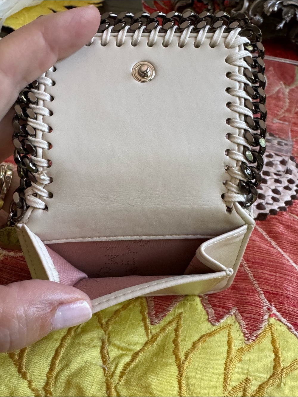 Stella McCartney Cream Woven-Edge Chain Small Wallet NWOT - Picture 8 of 13